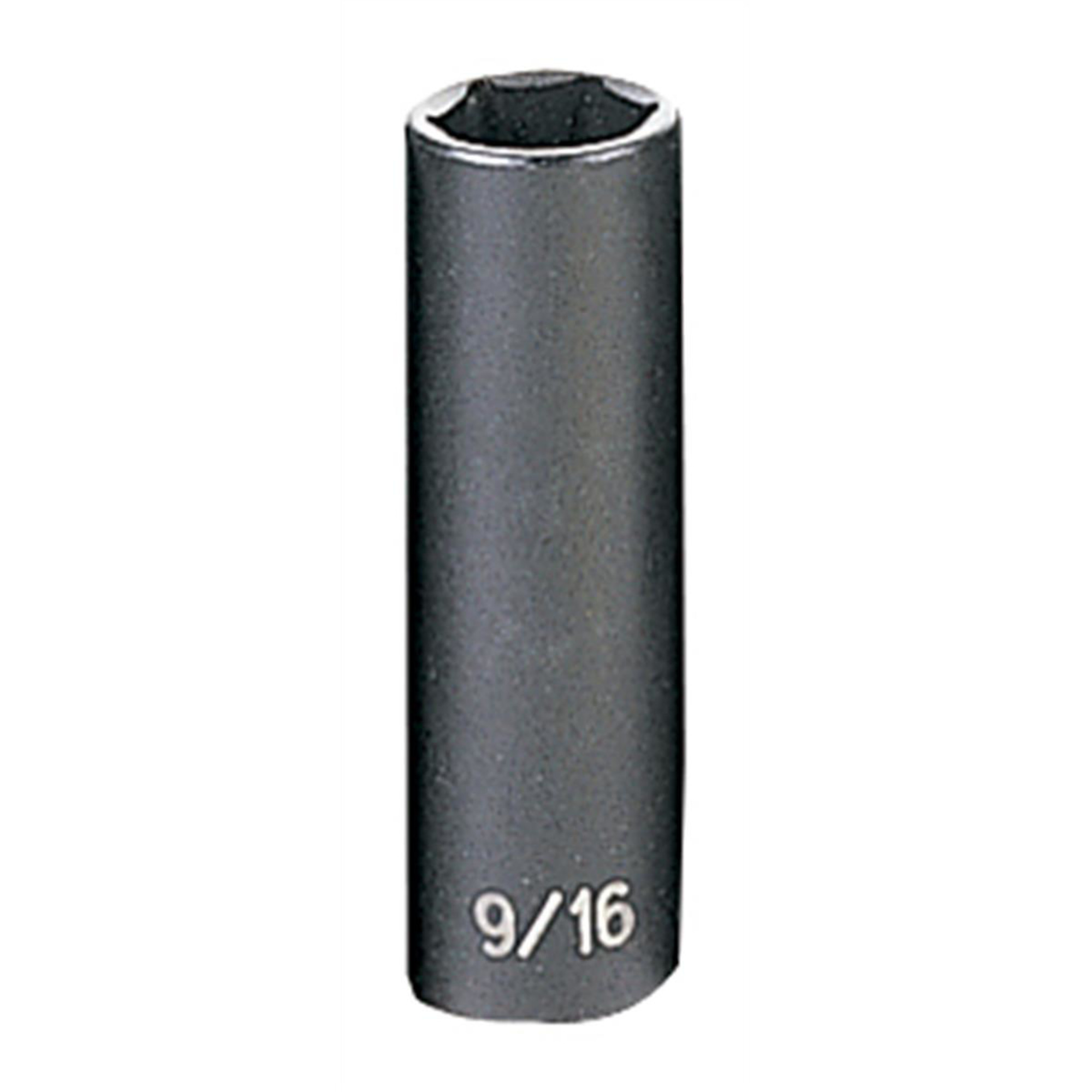 Grey Pneumatic Impact Socket — 9/16in., 3/8in. Drive, 6-Point, Deep, Model# GRE1018D